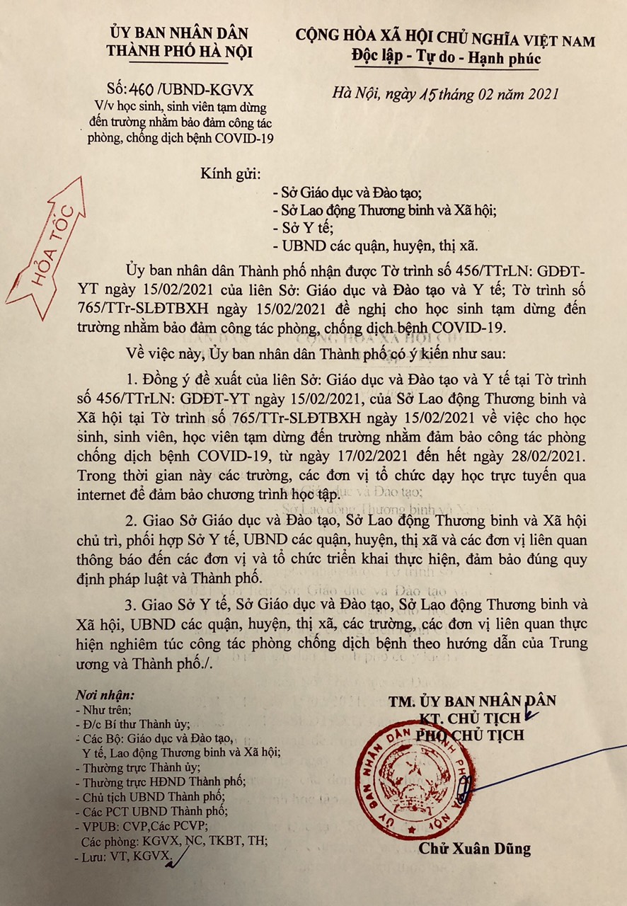 THÔNG BÁO VỀ LỊCH HỌC!